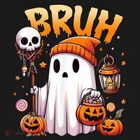 Bruh Ghost Halloween Cute Ghost Trick Or Treat Bucket Hat thumb 4