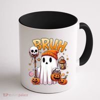 Bruh Ghost Halloween Cute Ghost Trick Or Treat Coffee Mug thumb 1