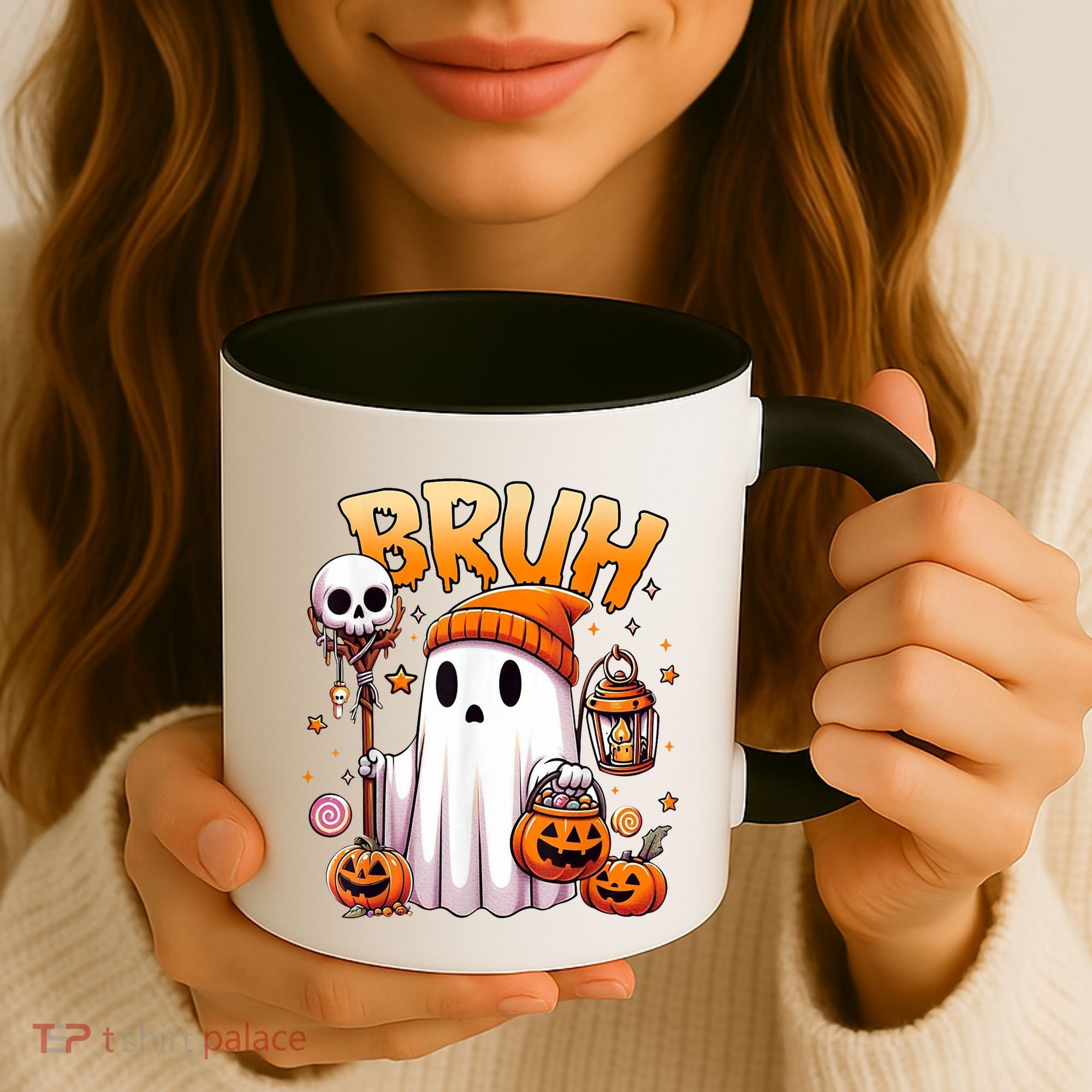 Bruh Ghost Halloween Cute Ghost Trick Or Treat Coffee Mug