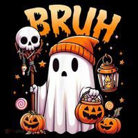 Bruh Ghost Halloween Cute Ghost Trick Or Treat Women's Hoodie thumb 2