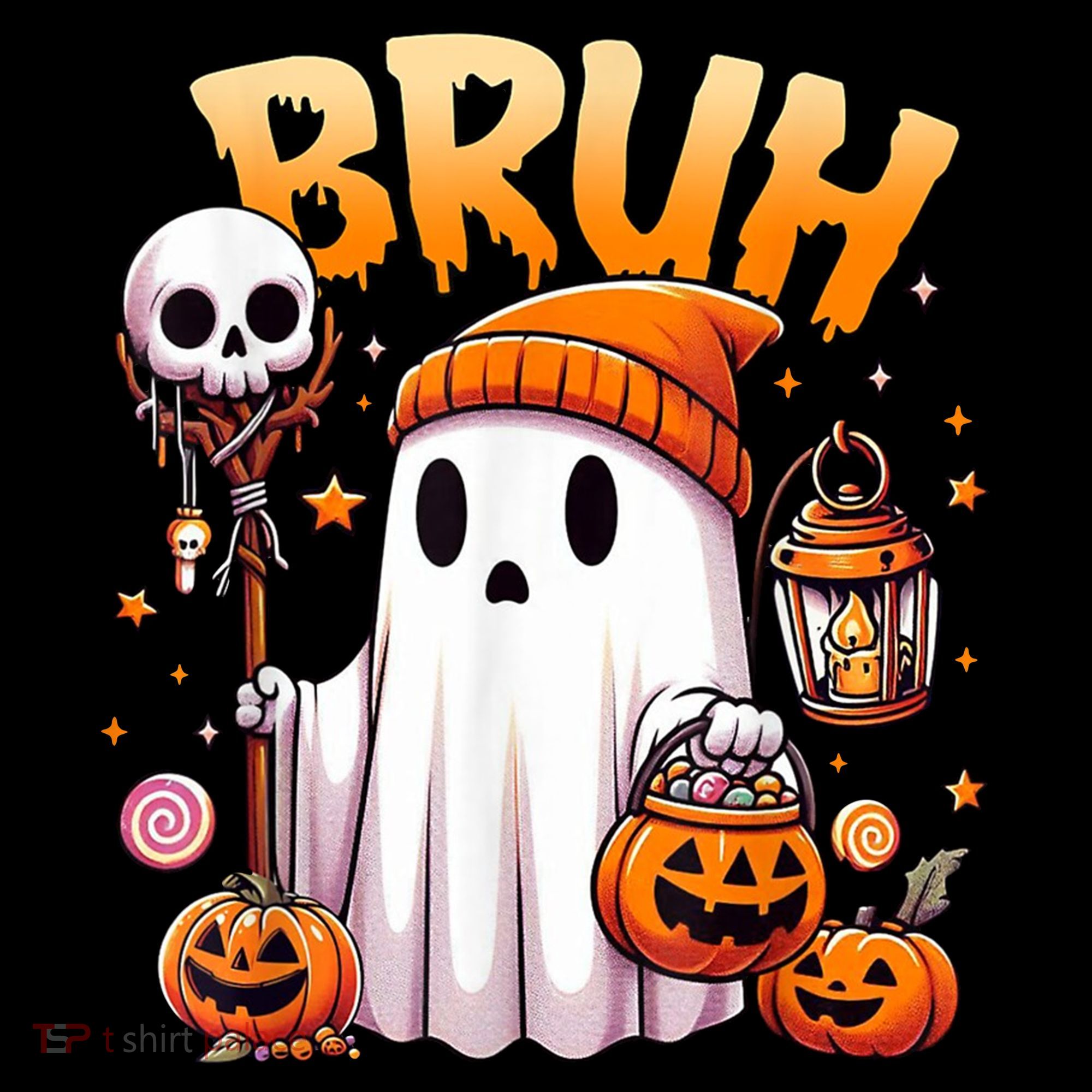 Bruh Ghost Halloween Cute Ghost Trick Or Treat Women's Hoodie