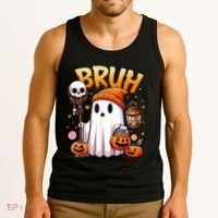 Bruh Ghost Halloween Cute Ghost Trick Or Treat Tank Top thumb 3