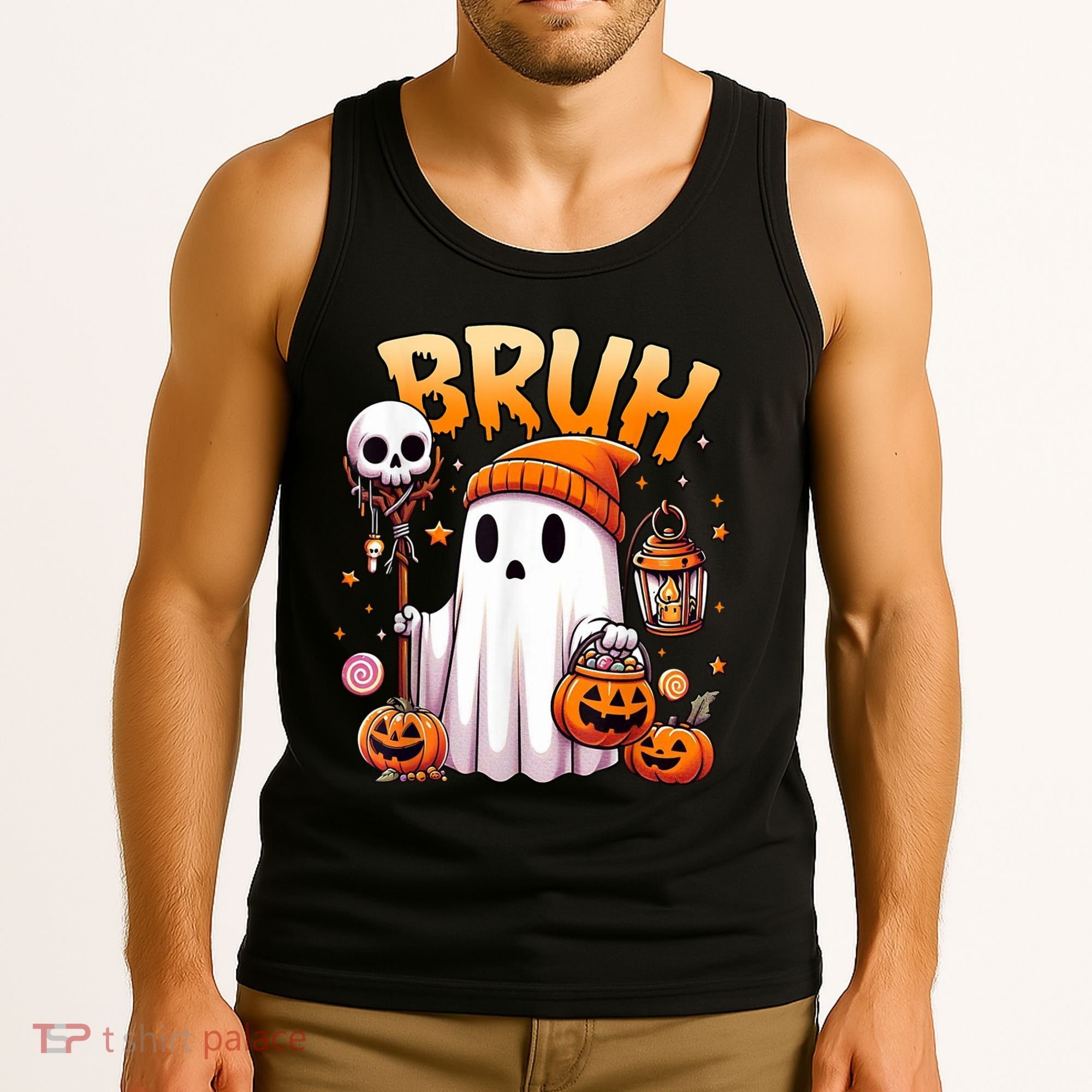 Bruh Ghost Halloween Cute Ghost Trick Or Treat Tank Top