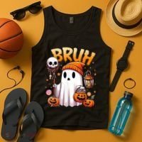 Bruh Ghost Halloween Cute Ghost Trick Or Treat Tank Top thumb 4