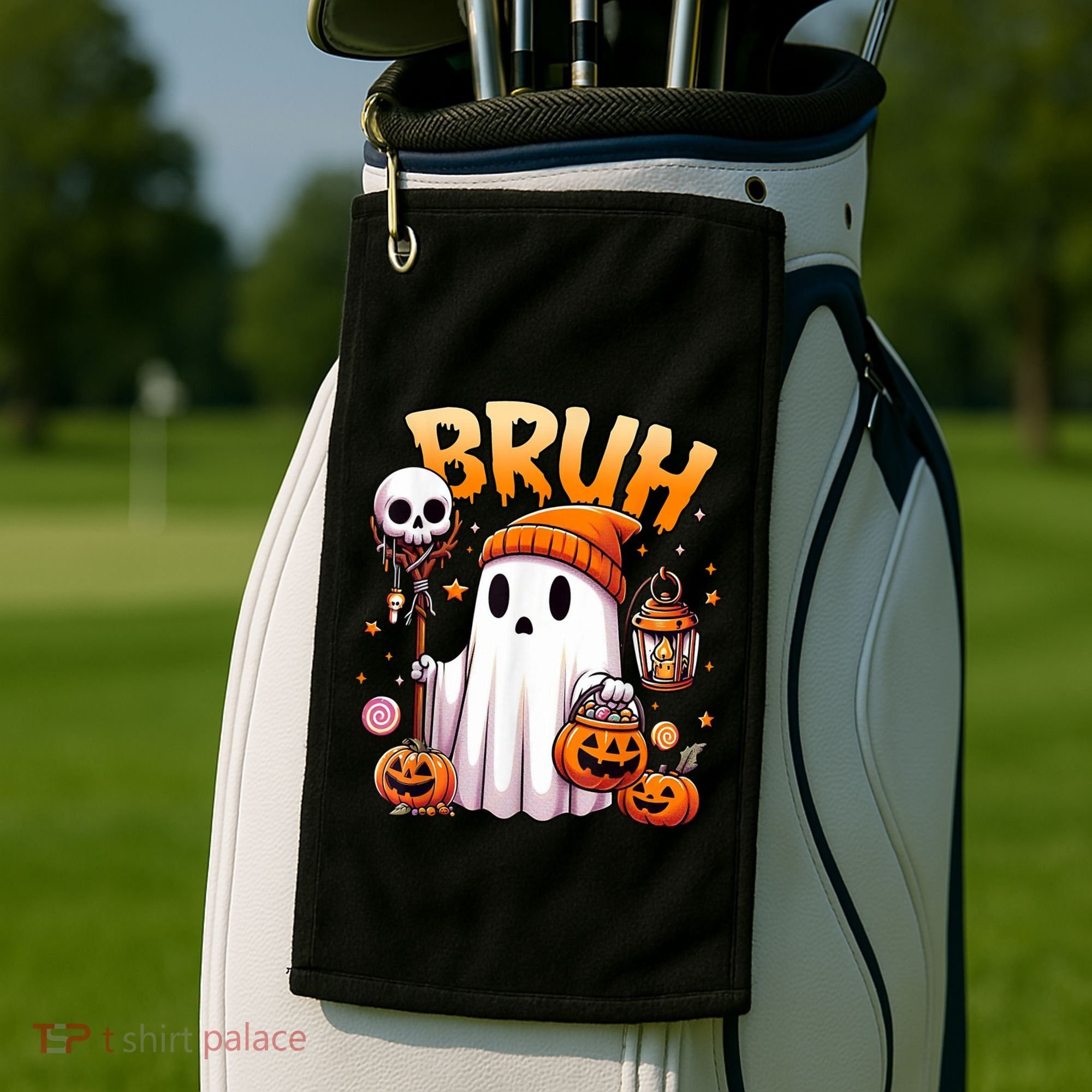 Bruh Ghost Halloween Cute Ghost Trick Or Treat Golf Towel