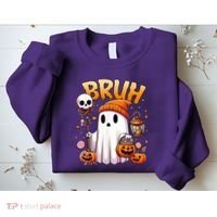 Bruh Ghost Halloween Cute Ghost Trick Or Treat Sweatshirt thumb 2