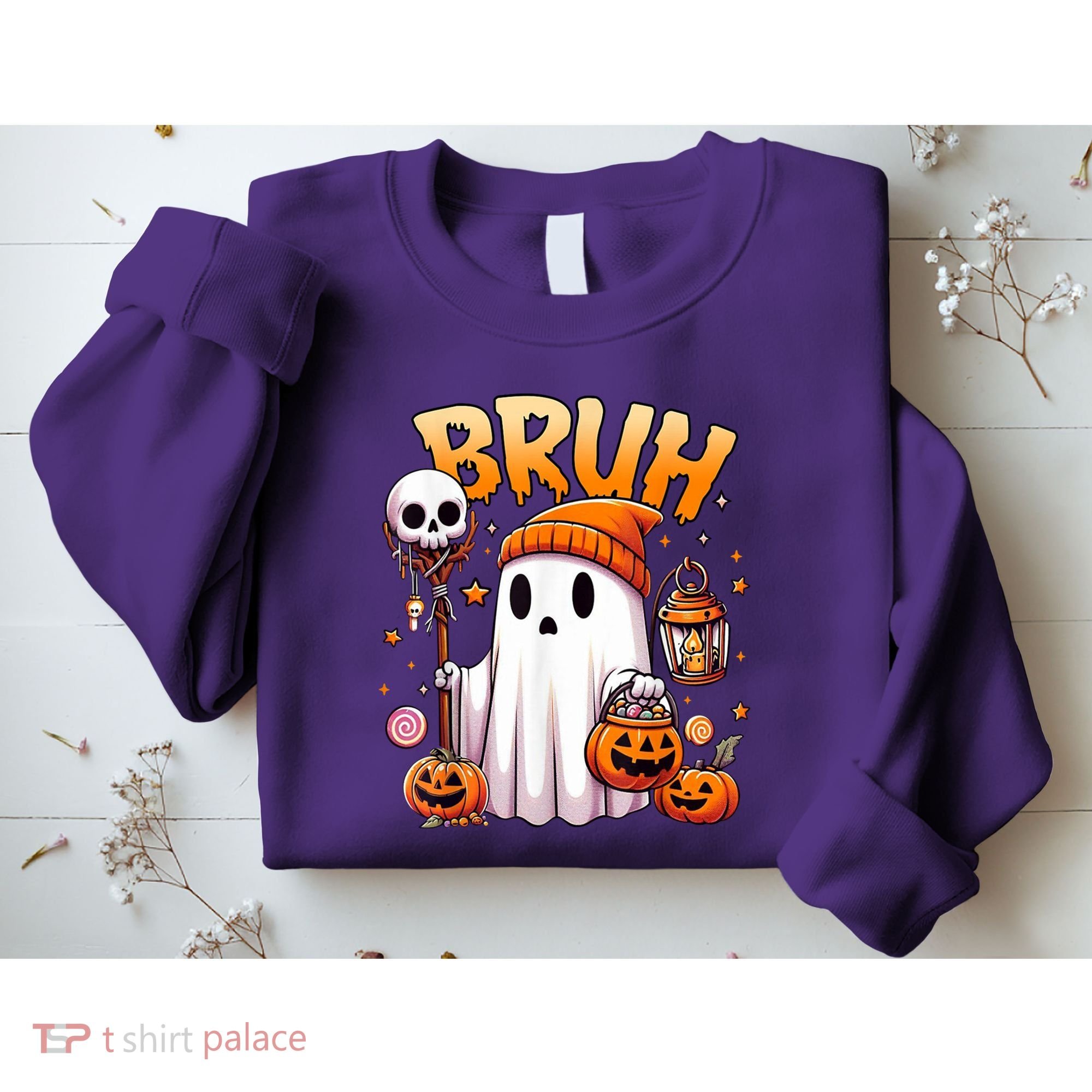 Bruh Ghost Halloween Cute Ghost Trick Or Treat Sweatshirt