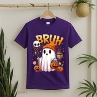 Bruh Ghost Halloween Cute Ghost Trick Or Treat T-Shirt thumb 2
