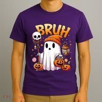 Bruh Ghost Halloween Cute Ghost Trick Or Treat T-Shirt thumb 3