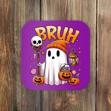 Bruh Ghost Halloween Cute Ghost Trick Or Treat Coaster