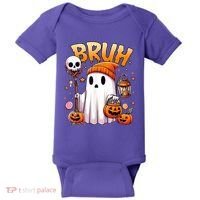 Bruh Ghost Halloween Cute Ghost Trick Or Treat Baby Bodysuit thumb 0