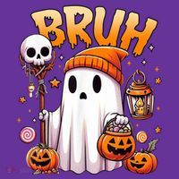 Bruh Ghost Halloween Cute Ghost Trick Or Treat Hat thumb 2