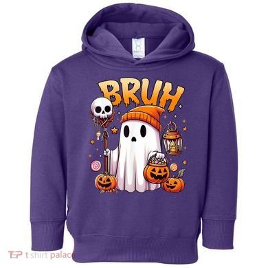 Bruh Ghost Halloween Cute Ghost Trick Or Treat Toddler Hoodie