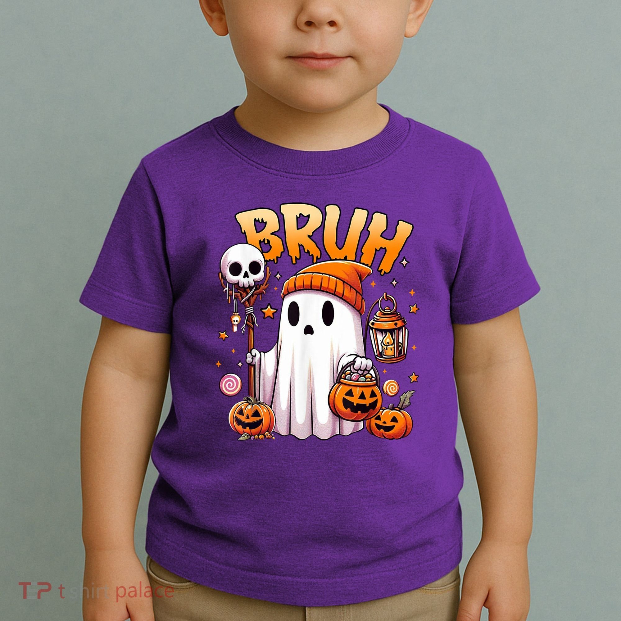 Bruh Ghost Halloween Cute Ghost Trick Or Treat Toddler T-Shirt