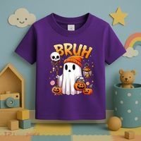 Bruh Ghost Halloween Cute Ghost Trick Or Treat Toddler T-Shirt thumb 3