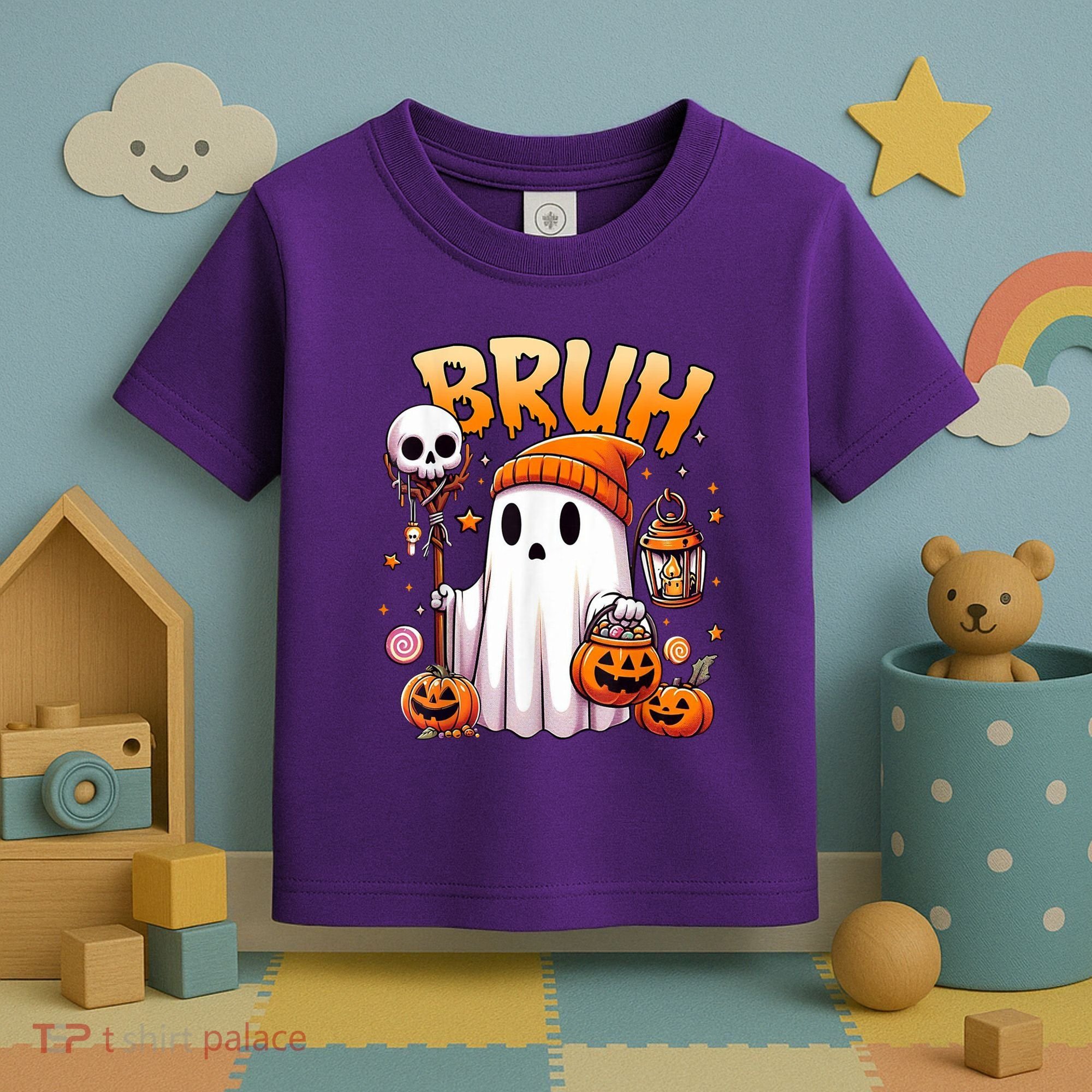 Bruh Ghost Halloween Cute Ghost Trick Or Treat Toddler T-Shirt