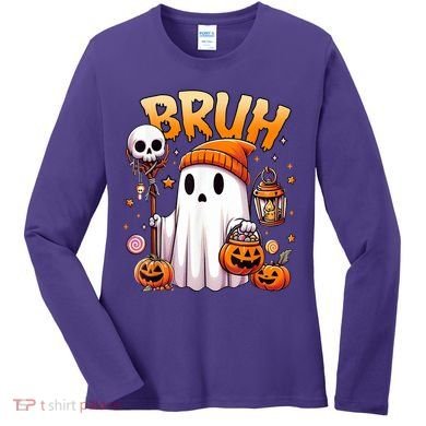 Bruh Ghost Halloween Cute Ghost Trick Or Treat Women's Long Sleeve Shirt