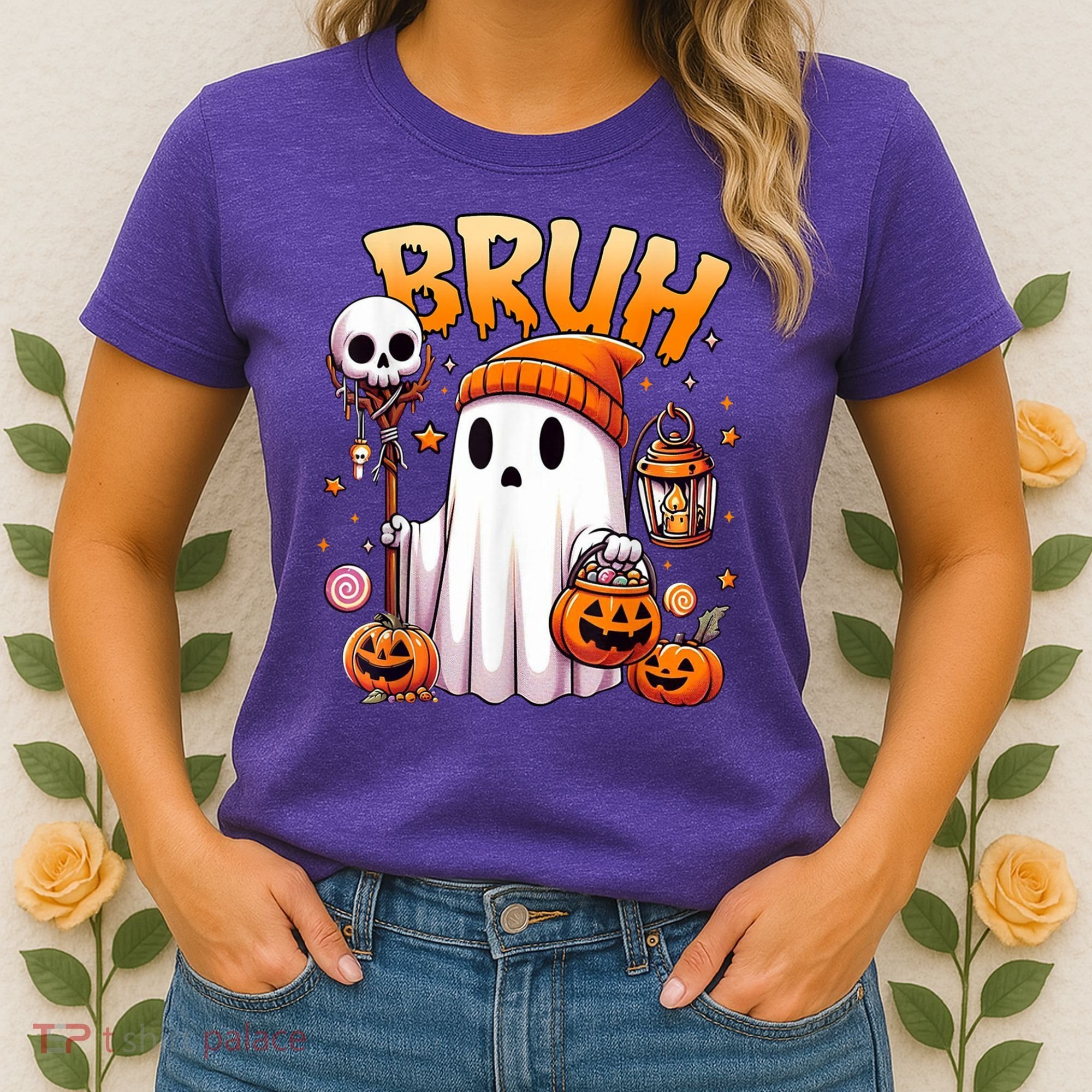 Bruh Ghost Halloween Cute Ghost Trick Or Treat Women's T-Shirt
