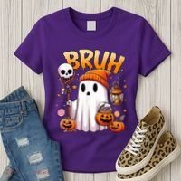 Bruh Ghost Halloween Cute Ghost Trick Or Treat Women's T-Shirt thumb 3