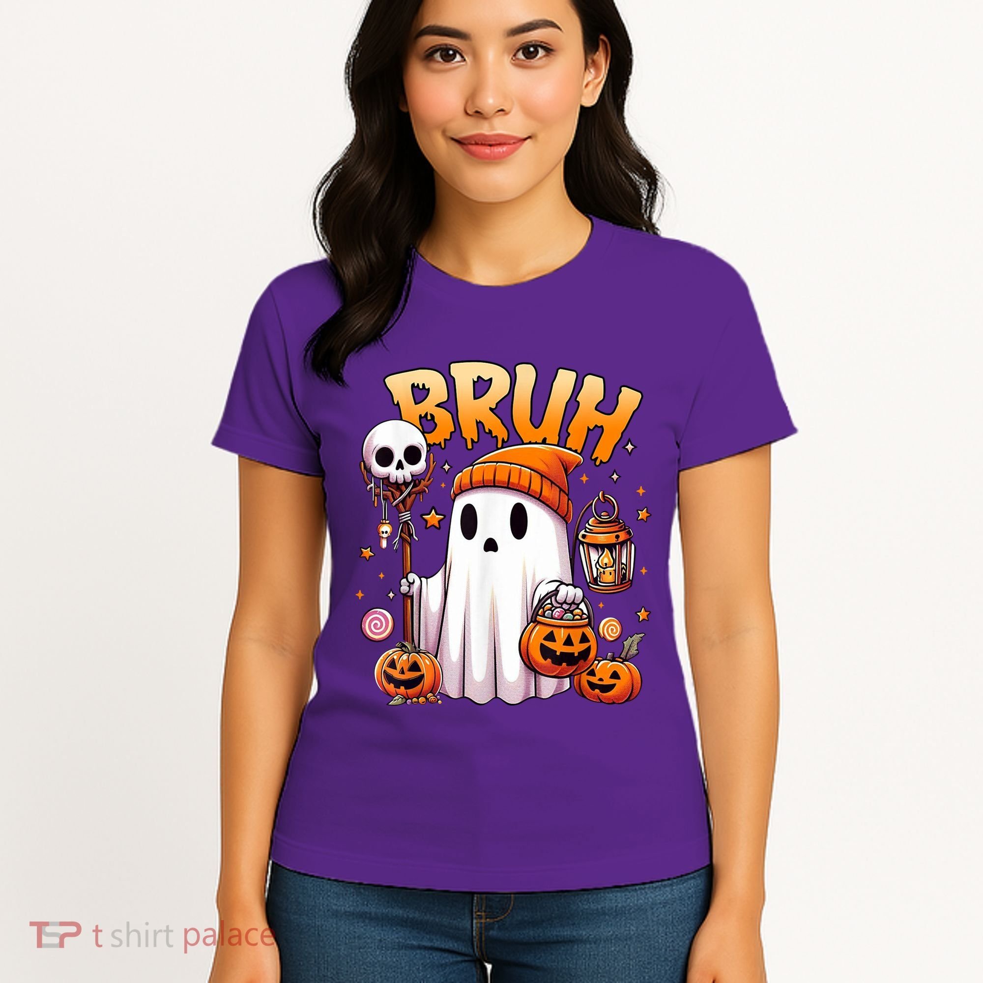 Bruh Ghost Halloween Cute Ghost Trick Or Treat Women's T-Shirt