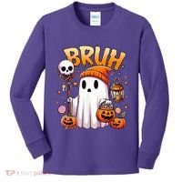 Bruh Ghost Halloween Cute Ghost Trick Or Treat Kids Long Sleeve Shirt thumb 0