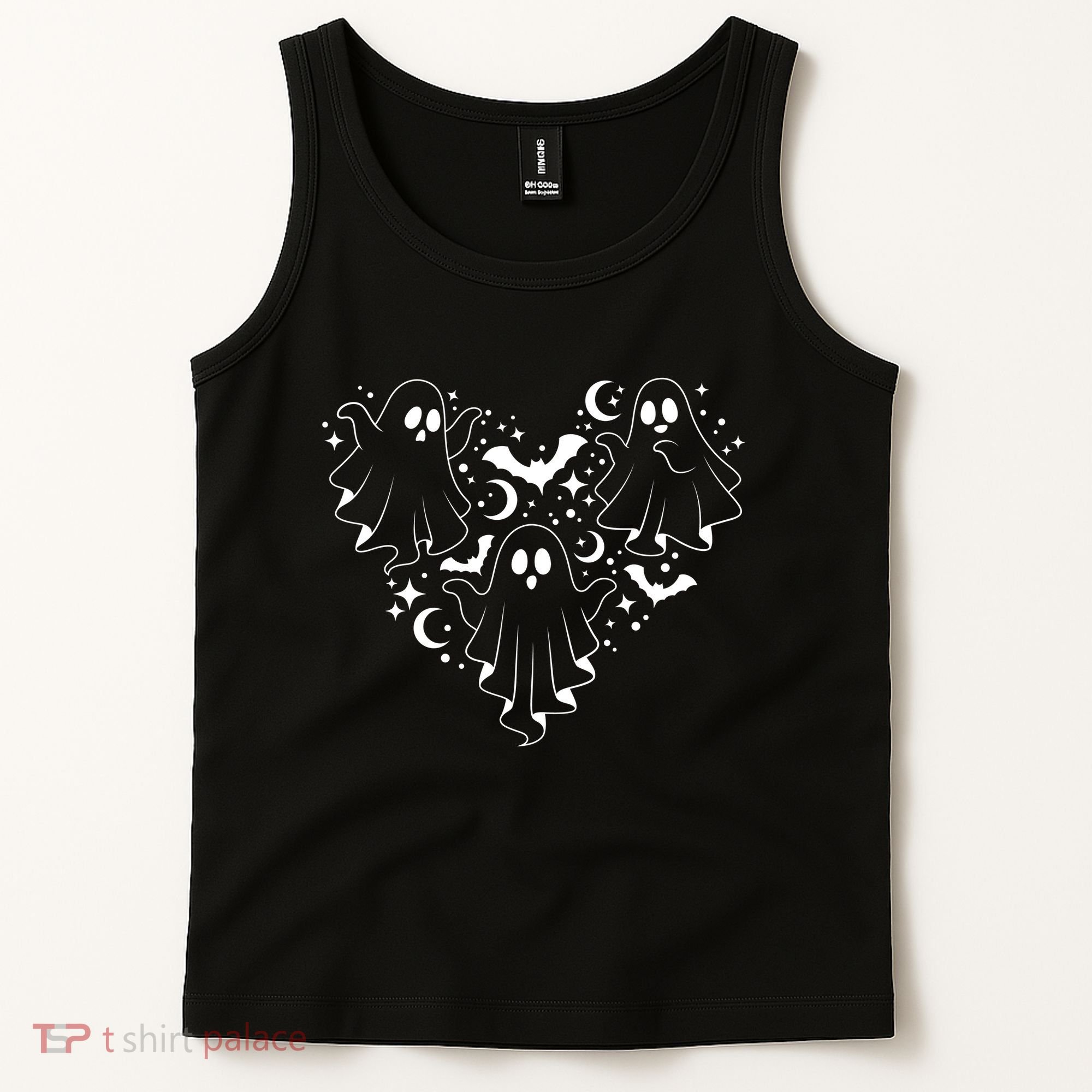 Boo Ghost Heart Halloween Festive Tank Top