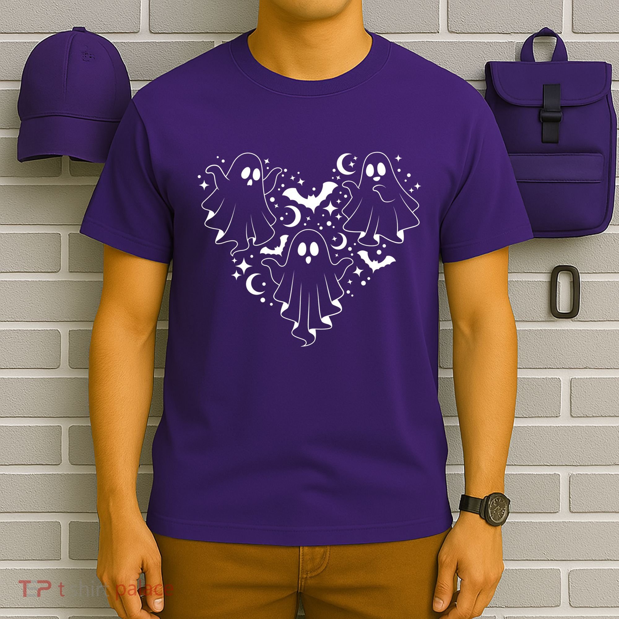 Boo Ghost Heart Halloween Festive T-Shirt
