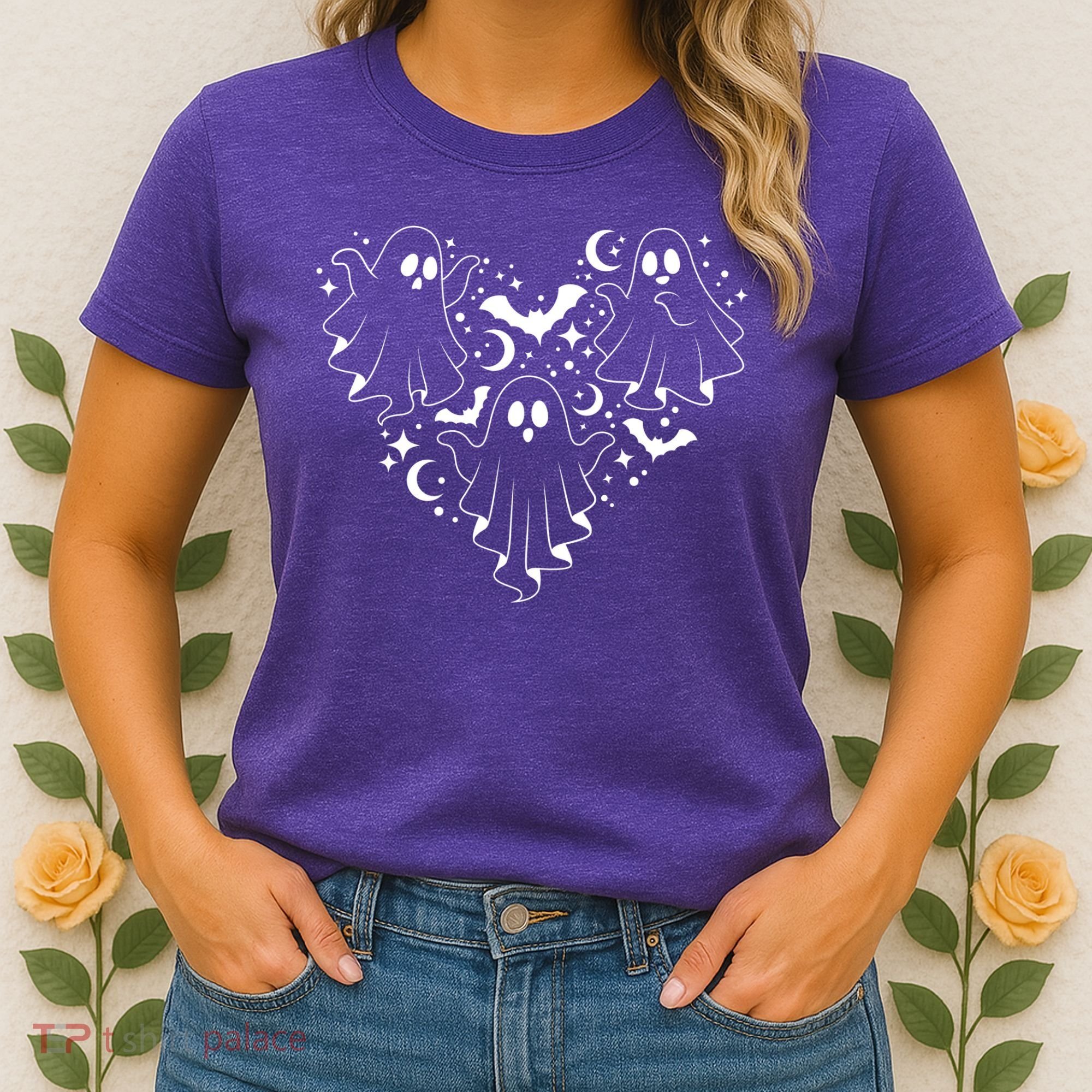 Boo Ghost Heart Halloween Festive Women's T-Shirt