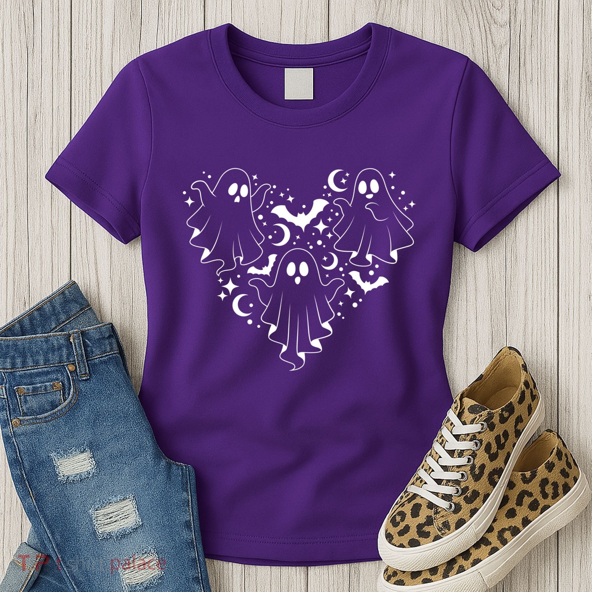 Boo Ghost Heart Halloween Festive Women's T-Shirt