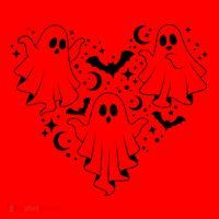 Boo Ghost Heart Halloween Festive Santa Hat thumb 1