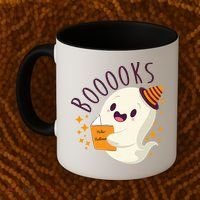 Books Ghost Halloween Cute Funny Coffee Mug thumb 2