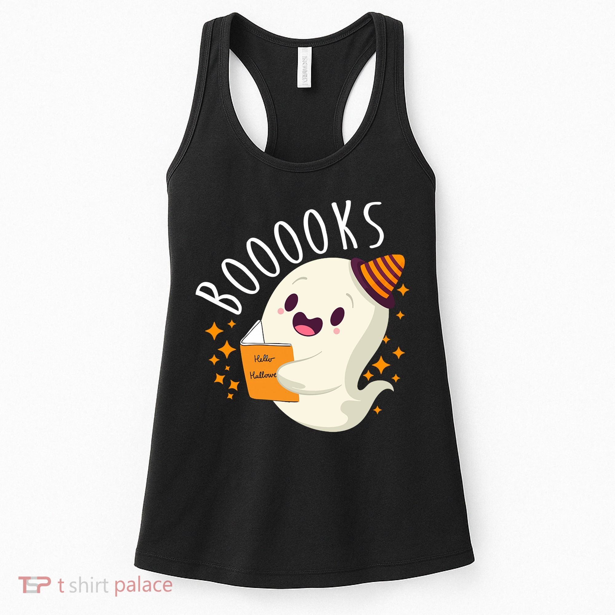 Books Ghost Halloween Cute Funny Women's Tank Top
