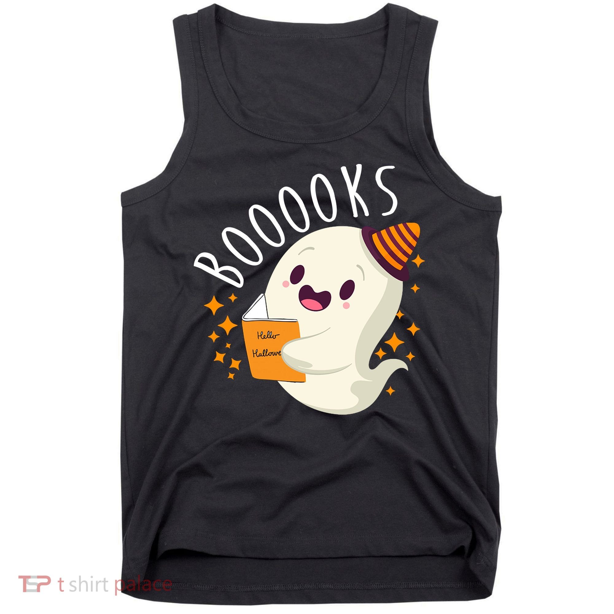 Books Ghost Halloween Cute Funny Tank Top