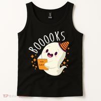 Books Ghost Halloween Cute Funny Tank Top thumb 2