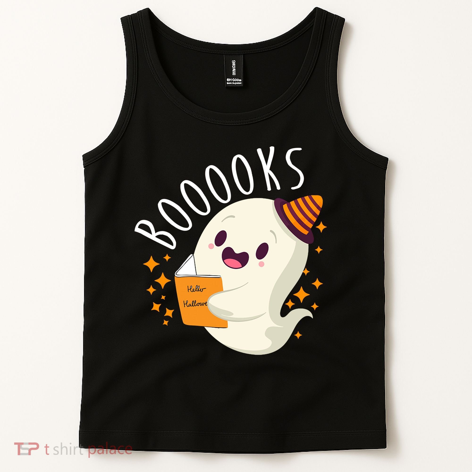 Books Ghost Halloween Cute Funny Tank Top