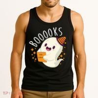 Books Ghost Halloween Cute Funny Tank Top thumb 3