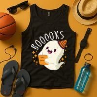 Books Ghost Halloween Cute Funny Tank Top thumb 4