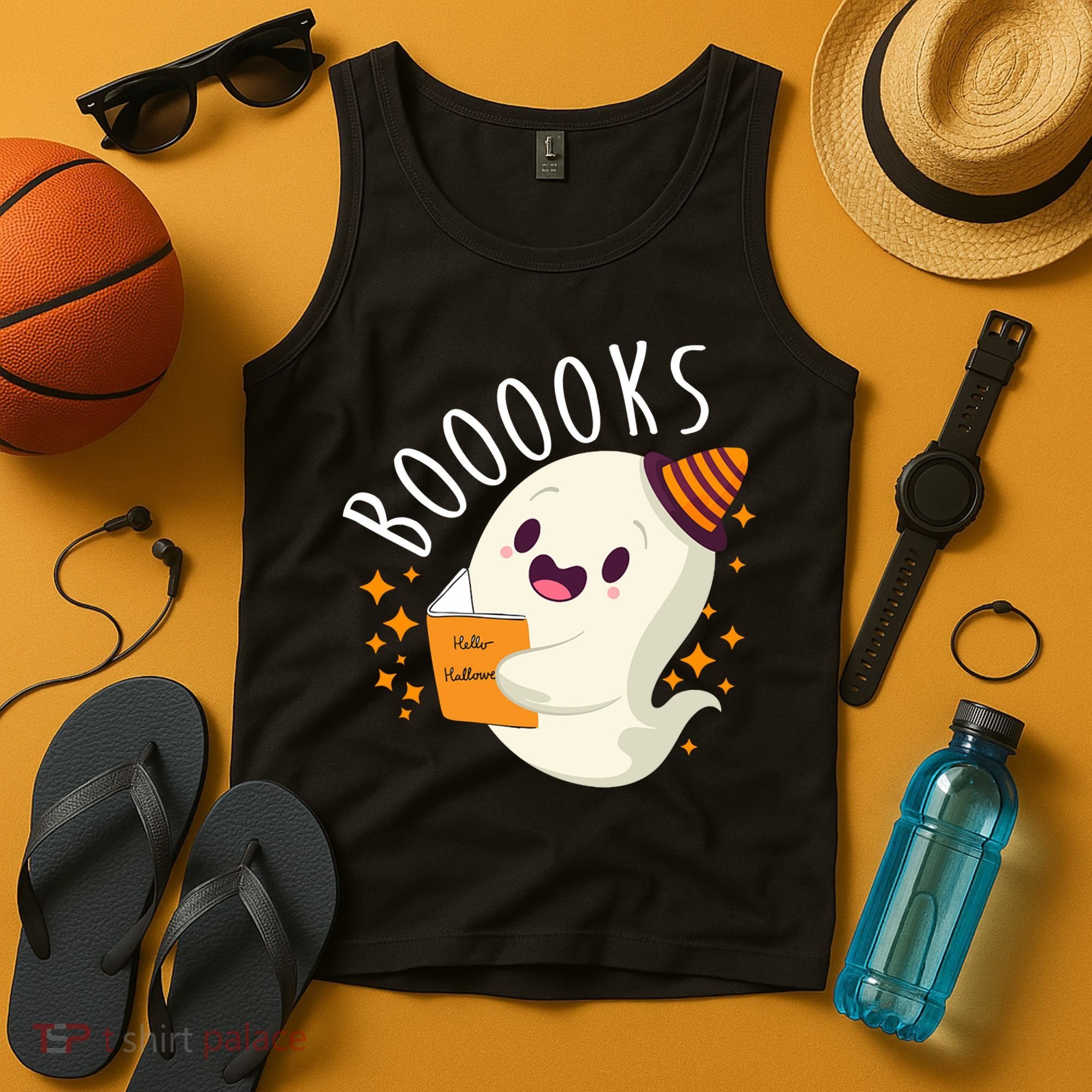Books Ghost Halloween Cute Funny Tank Top