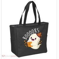 Books Ghost Halloween Cute Funny Tote Bag thumb 2