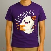 Books Ghost Halloween Cute Funny T-Shirt thumb 3
