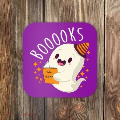Books Ghost Halloween Cute Funny Coaster