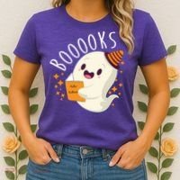 Books Ghost Halloween Cute Funny Women's T-Shirt thumb 2
