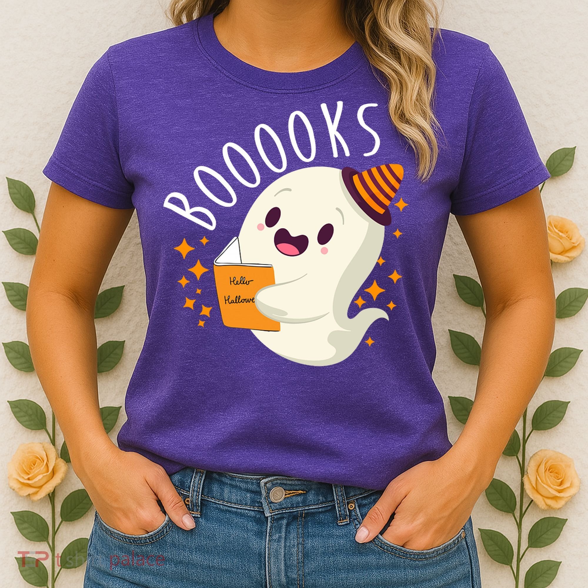 Books Ghost Halloween Cute Funny Women's T-Shirt