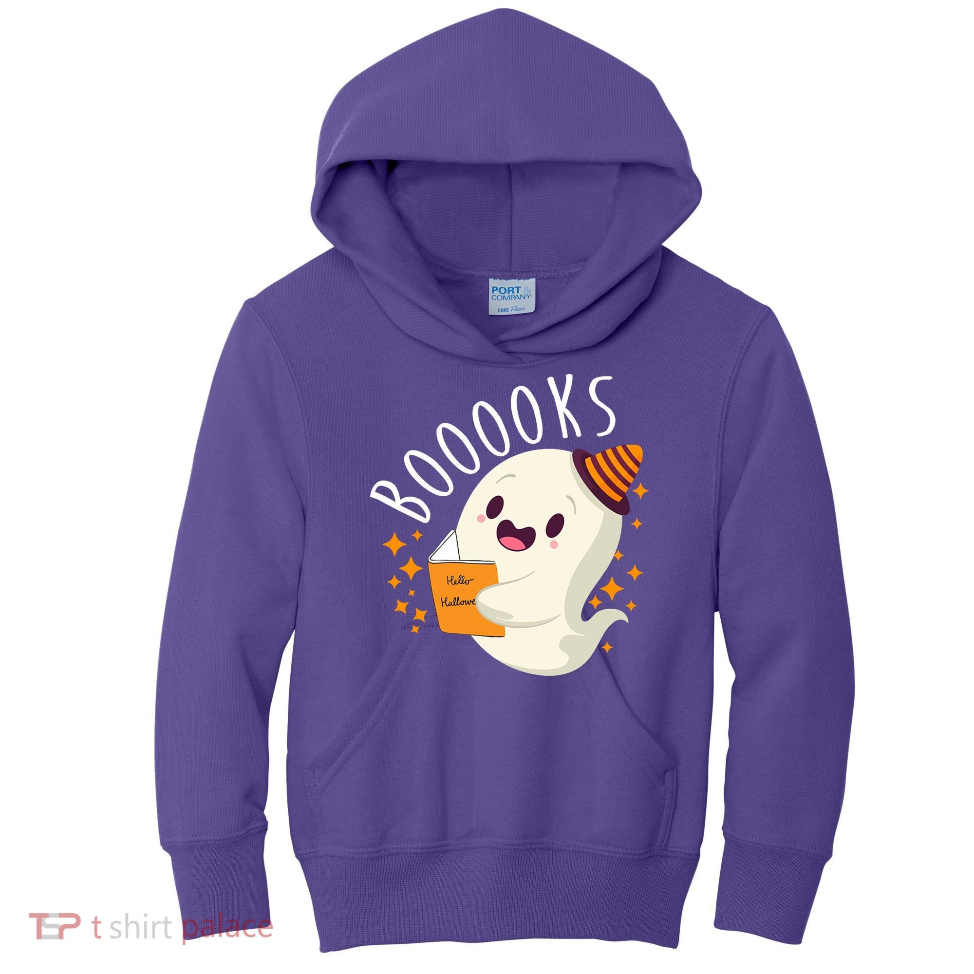 Books Ghost Halloween Cute Funny Kids Hoodie