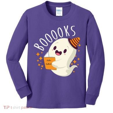 Books Ghost Halloween Cute Funny Kids Long Sleeve Shirt