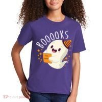 Books Ghost Halloween Cute Funny Kids T-Shirt thumb 2