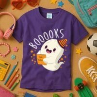 Books Ghost Halloween Cute Funny Kids T-Shirt thumb 3