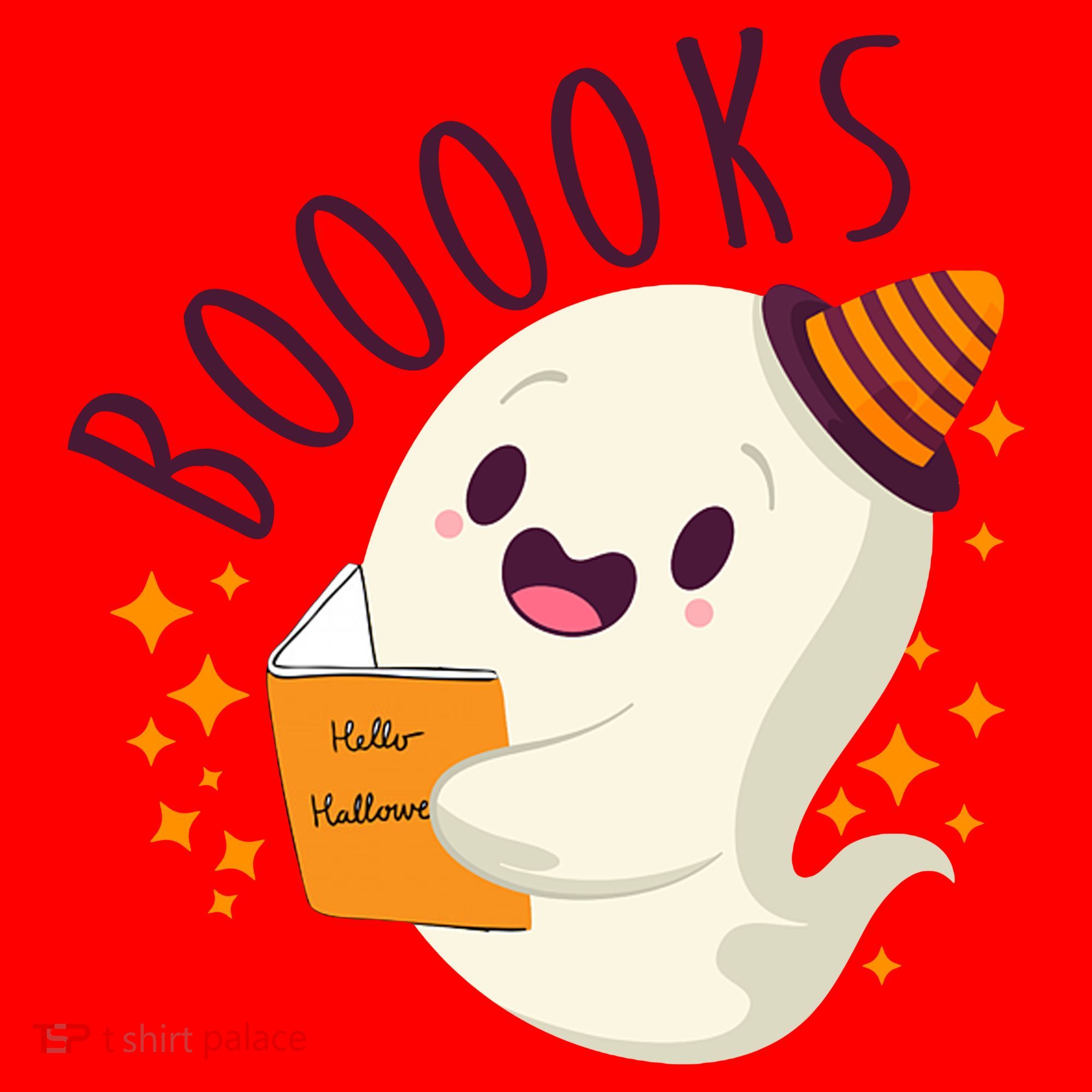 Books Ghost Halloween Cute Funny Santa Hat