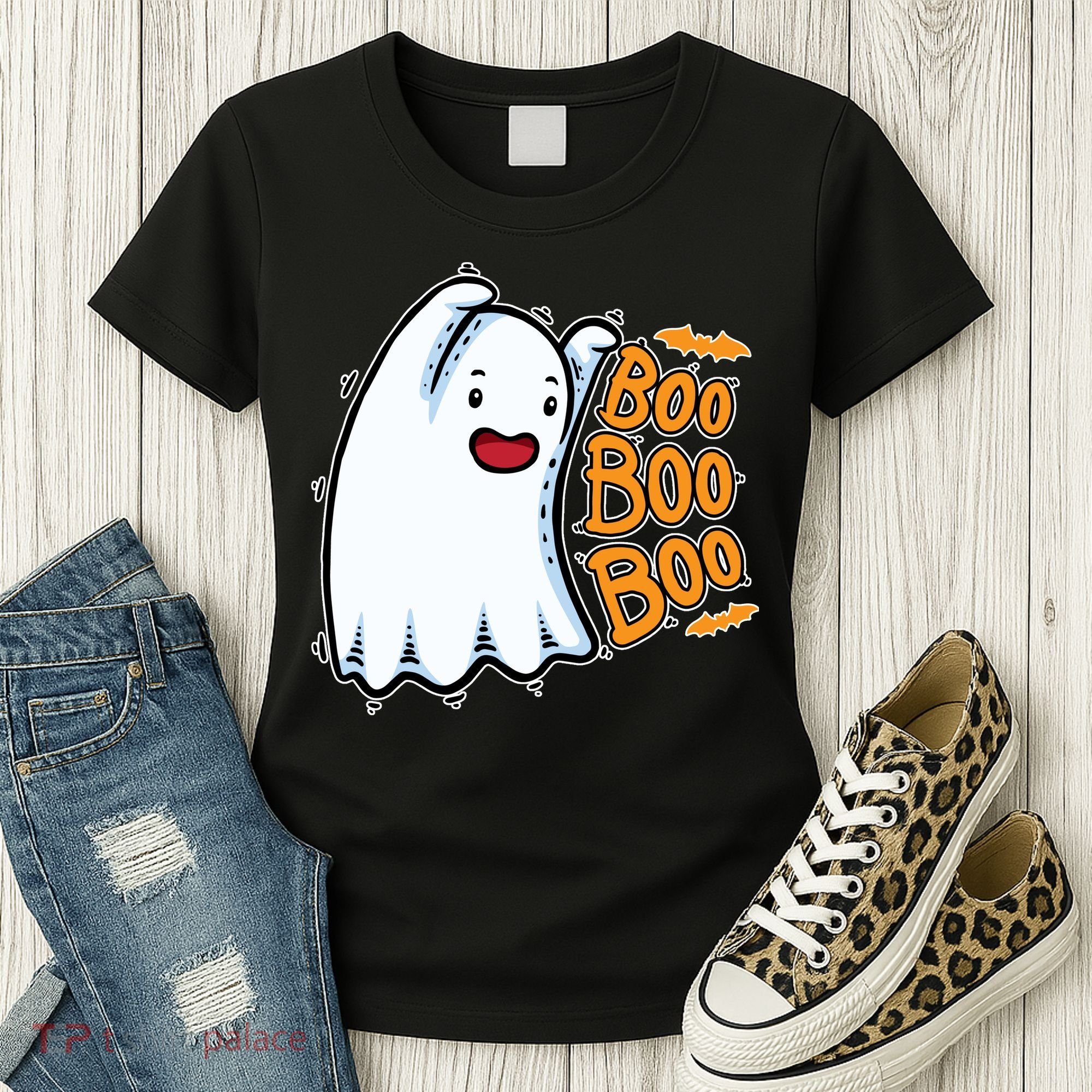 Boo Ghost Halloween Cute Women's T-Shirt