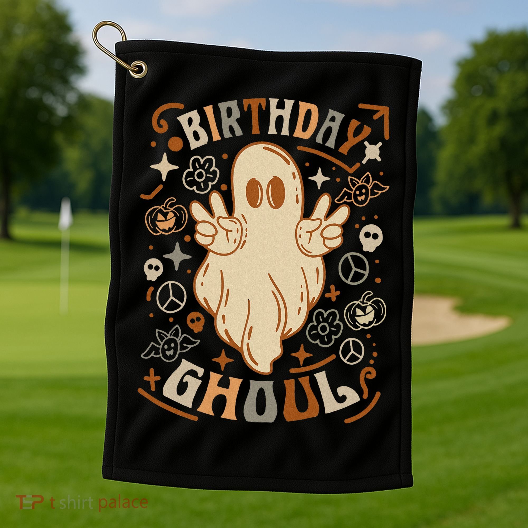 Birthday Ghoul Halloween Ghost BOO Golf Towel